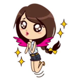 😇 Cartoon, Kawaii, Niedlich, Mädchen, Glitzer, Flügel telegram sticker