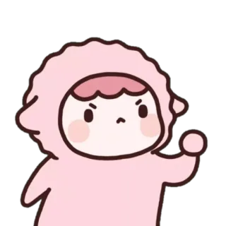 🐏 可愛い, マンガ, 羊, ピンク, 怒り telegram sticker