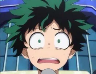 🥦 Izuku Midoriya My Hero Academia Izuku Midoriya, Deku, My Hero Academia, Anime, Manga, scioccato, spaventato, capelli verdi telegram sticker