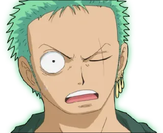 😲 Zoro One Piece anime, swordsman, straw hat pirates, pirate, green hair telegram sticker