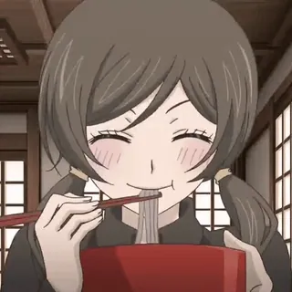 🫐 Anime, Fille, Manger, Nourriture, Baguettes, Kawaii, Mignon telegram sticker