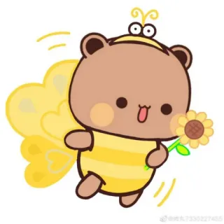 🍄 desenho animado, urso, fofo, amarelo, flor, kawaii telegram sticker