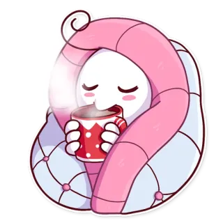 ☕ mono, acogedor, invierno, bebida, dibujos animados, personaje, manta, relajante whatsapp sticker
