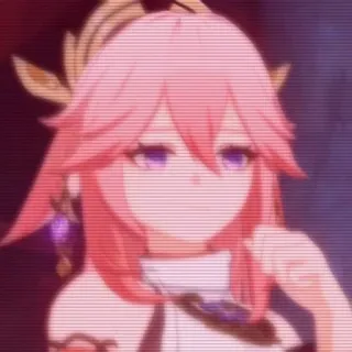 🌟 Yae Miko Genshin Impact yae miko, genshin impact, animé, jeu vidéo, cheveux roses, yeux violets whatsapp sticker