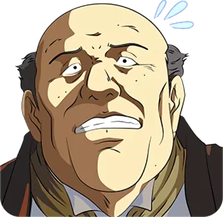 😨 uomo, scioccato, cartone animato, calvo, ansioso, espressione telegram sticker