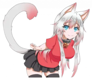😊 Catgirl, Anime, Manga, Kawaii, Mono, Neko, Antropomórfico telegram sticker