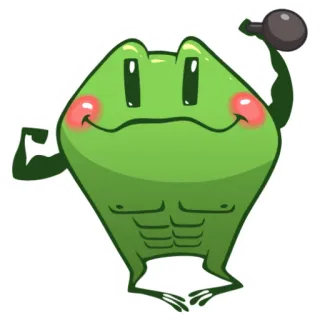 💪 rã, musculoso, exercício, fitness, desenho animado, animal telegram sticker