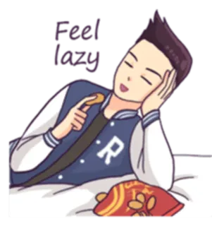😅 Feel lazy lanche, preguiçoso, batata frita, relaxado, comendo telegram sticker