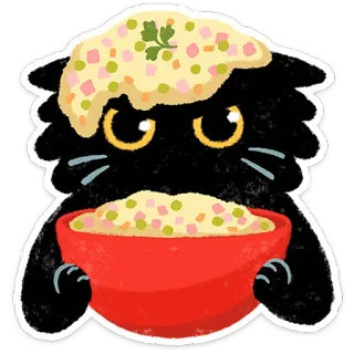 🥗 mèo, salad, đồ ăn, hài hước, dễ thương, động vật, meme whatsapp sticker