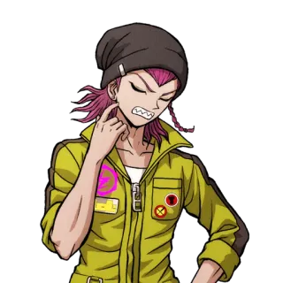 😬 Kazuichi Souda Danganronpa อนิเมะ, เกม, คาสึอิจิ โซดะ, ดันกันรอนปะ, ตัวละคร, ผมสีชมพู, ช่างเครื่อง telegram sticker