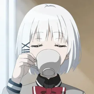 😏 Siesta The Detective Is Already Dead アニメ, シエスタ, 探偵はもう、死んでいる。, 白い髪, お茶 telegram sticker