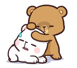 😒 urso, gato, fofo, abraço, carinho, desenho animado telegram sticker
