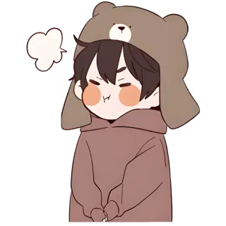 😤 anime, cute, bear, hoodie, cartoon telegram sticker