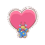 🖤 heart, crying, sad, cute, cartoon whatsapp sticker