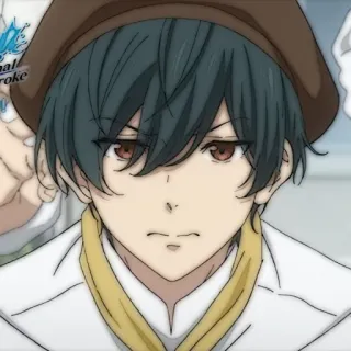 🧃 Anime, Personnage, Brune, Chapeau, Homme whatsapp sticker