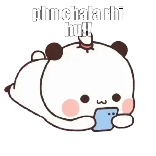 📱 phn chala rhi hu!! Panda, Mignon, Animal, Dessin animé, Téléphone, Jeu whatsapp sticker