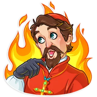🥵 pria, api, kartun, pendeta telegram sticker