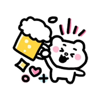 💨 หมี, ดื่ม, เบียร์, ฉลอง, ไชโย, การ์ตูน, น่ารัก telegram sticker