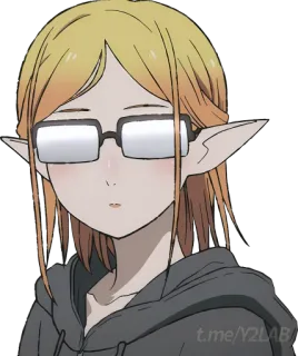 😑 t.me/Y2LAB Anime, Charakter, Sticker, Elf, Brille telegram sticker