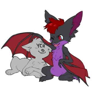 💞 YCH murciélago, alado, animal, chibi, lindo, peludo telegram sticker