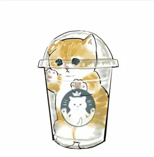 💗 kot, kotek, napój, filiżanka, starbucks, słodki, kawaii telegram sticker