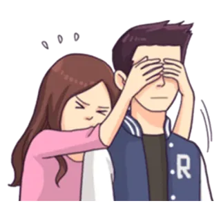 🙈 Cartone animato, Coppia, Amore, Giocoso, Relazione telegram sticker