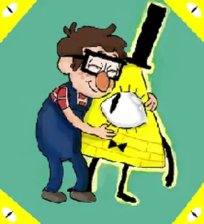 ❤ Bill Cipher Gravity Falls Dessin animé, Personnage, Câlin, Amitié, Drôle telegram sticker