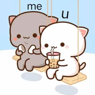 🍻 me u cute, cats, bubble tea, swing, cartoon, friendship, love whatsapp sticker