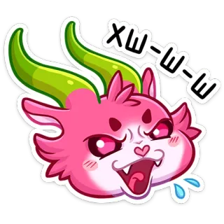 👹 XШEE Cartoon, Pink, Wütend, Monster, Drache, Schreien telegram sticker