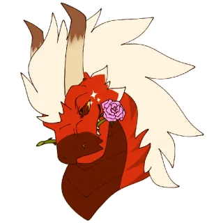 🌺 มังกร, แฟนตาซี, สัตว์, ตำนาน, สีแดง, ดอกกุหลาบ, ดอกไม้, สัตว์ telegram sticker