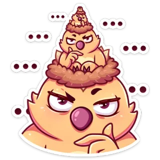 💩 pintinho, zangado, pensando, pássaro, fofo, desenho animado telegram sticker