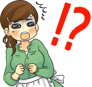 😱 mujer, sorprendida, exclamación, pregunta, dibujos animados, impactada whatsapp sticker