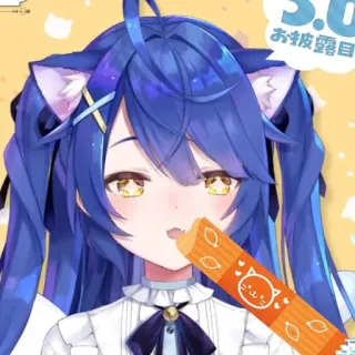 😊 お披露目 Anime, Vtuber, Kawaii, Katzenohren, blaue Haare telegram sticker