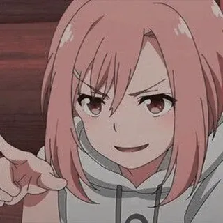 🖤 Anime, Mädchen, pinke Haare, zeigend, Cartoon, Charakter telegram sticker