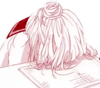 😞 เศร้า, ซึมเศร้า, อนิเมะ, ผู้หญิง, เหนื่อยล้า, เหนื่อย telegram sticker