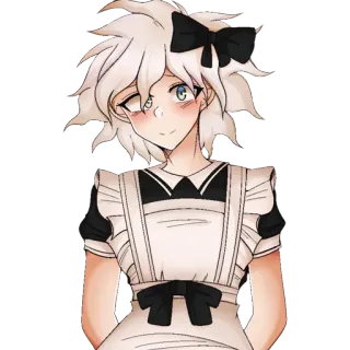 😳 Nagito Komaeda Danganronpa anime, character, maid, cute, fanart telegram sticker