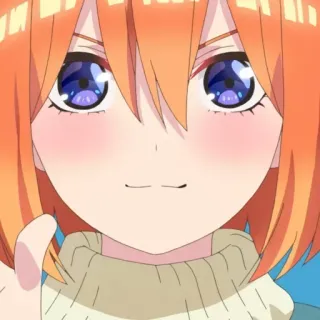 👒 Yotsuba Nakano The Quintessential Quintuplets anime, garota, sorrindo, personagem, fofa, cabelo laranja, fanart telegram sticker