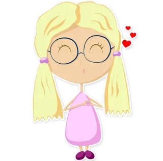 😚 kreskówka, dziewczyna, serca, miłość, pocałunek, słodkie telegram sticker