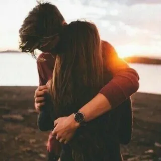 ❤ amour, couple, câlin, affection, relation, coucher de soleil telegram sticker