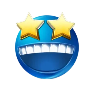 🤩 Estrela, Emoji, Rosto, Feliz, Azul, Desenho animado whatsapp sticker