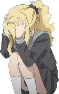 😖 Anime, Mädchen, Traurig, Weinend, Verzweiflung, Emotional telegram sticker
