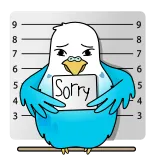 🙄 Sorry pássaro, desculpa, desculpas, desenho animado, triste, preso telegram sticker