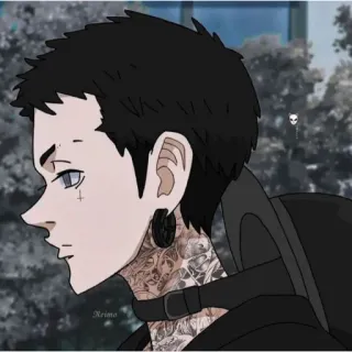 🖤 Персонаж аниме, Татуировки, Мужской, Искусство, Профиль telegram sticker