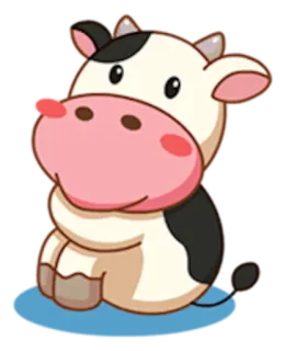 🙂 krowa, zwierzę, kreskówka, słodki telegram sticker
