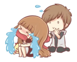 😭 weinen, traurig, Trost, Cartoon, Anime, Liebe, Paar telegram sticker