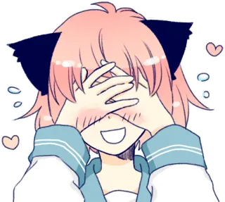 😳 Anime, Orelhas de gato, Fofo, Kawaii, Mangá, Cabelo rosa telegram sticker