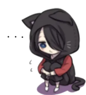 😔 Чиби, Кот, Худи, Аниме стиль, Милый, Кавайный whatsapp sticker