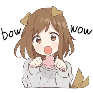 😃 bow wow perro, anime, chica, linda, lazo, wow whatsapp sticker