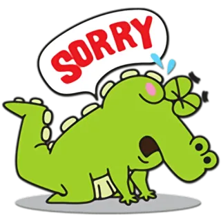 😥 SORRY apology, cartoon, crocodile, expression, cute, regret telegram sticker