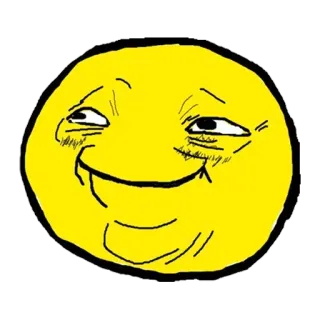 🙂 Meme, Visage, Drôle, Internet, Emoji, Jaune, Sourire narquois telegram sticker